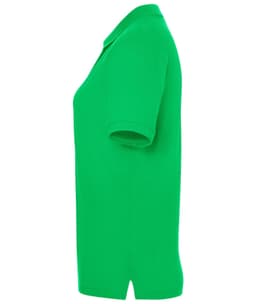 A green polo shirt for ladies, featuring a classic design with short sleeves and a collar. Includes a logo.