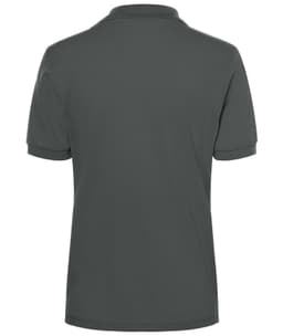 A Classic Polo Ladies shirt in dark grey, featuring a collar and short sleeves. The back view shows a plain design with a logo.
