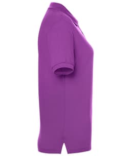 A classic polo shirt in vibrant purple, featuring a straight hem and a collar. It has a logo on the side.