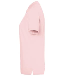 A pink polo shirt for ladies featuring short sleeves and a classic design, with a logo on the front.