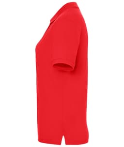 A red Classic Polo Ladies shirt displayed from the side, with short sleeves and a simple design.