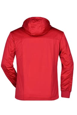 A red maritime jacket with a hood, featuring a simple design and no visible logos on the back.