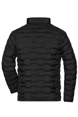 A black padded puffer jacket with a textured finish, featuring a high collar and no visible branding.