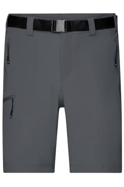 Men's trekking shorts in grey with a black belt and zipped pockets. Features a sleek, functional design.