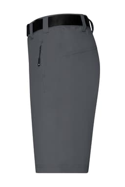 Grey men's trekking shorts featuring a side pocket and a black belt. The shorts have a sleek, modern design.