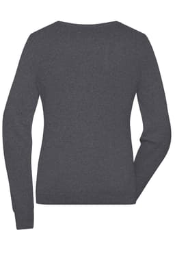 A ladies round-neck pullover in a dark grey colour, featuring long sleeves and a simple design.