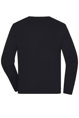 A black men's round-neck pullover jumper with long sleeves, featuring a plain back design.