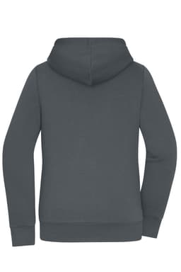A dark grey ladies' doubleface jacket with a hood, featuring long sleeves and no visible branding on the back.