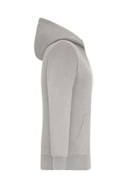 A light grey ladies' doubleface jacket featuring a hood and side pockets, with a simple design.