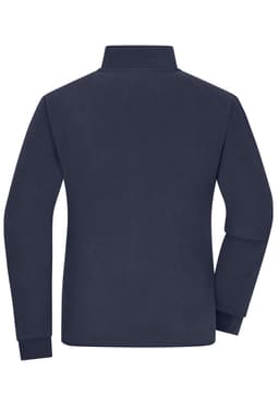A navy bonded fleece jacket featuring a high collar and long sleeves. The back view showcases the simple design.