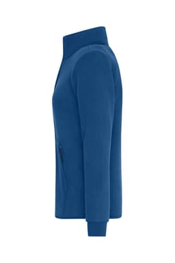 A ladies' bonded fleece jacket in royal blue, featuring a high collar and side zip pockets.