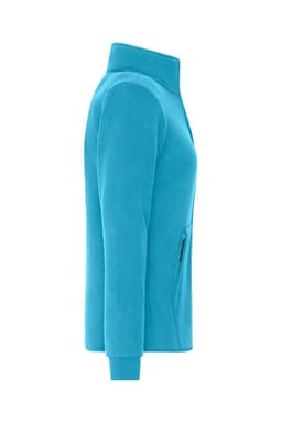 A ladies bonded fleece jacket in a vibrant shade of blue, featuring a zip pocket and high collar.