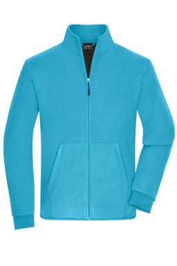 A men's bonded fleece jacket in bright blue with a zip front and high collar design. Features a logo.