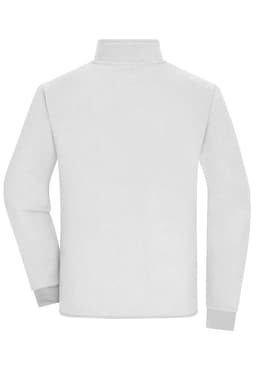 A white bonded fleece jacket with a high collar and long sleeves, featuring a plain back.