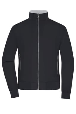 A black ladies' blouson jacket with a zip front and pockets, featuring a high collar and ribbed cuffs.