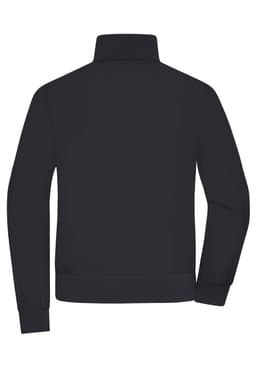 A black Ladies Blouson jacket featuring a high collar and ribbed hem. It has a logo on the back.