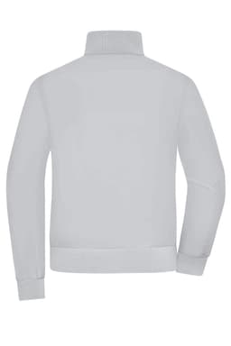 A light grey ladies blouson jacket featuring a high collar and long sleeves, with a plain back design.