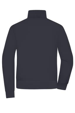 A dark navy blouson jacket featuring a high collar and elastic cuffs. The back view displays a simple design.