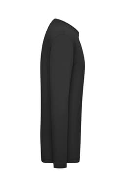 A black long-sleeve t-shirt with a fitted design and a single logo on the side.