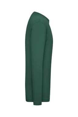 A green long-sleeve t-shirt for men with a fitted design and a logo present on the fabric.