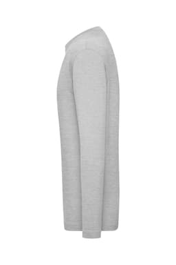 A light grey long-sleeved men's t-shirt with a slim fit, featuring a logo.