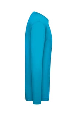 A long-sleeve shirt in a vibrant blue colour with a fitted design. It features a logo on one side.