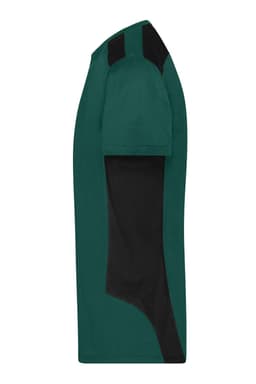 A men's workwear T-shirt in teal and black, featuring a short-sleeve design and a logo.