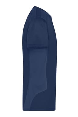 A navy blue men's workwear T-shirt with short sleeves and a fitted design. It features a logo on the front.