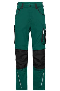 Workwear pants in teal and black, featuring pockets and reflective detailing. Includes a logo on the garment.