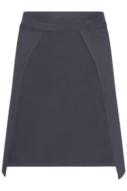 A dark grey apron with a sleek, minimalist design and stylised edges, featuring no visible logos or text.