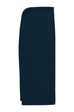 A dark navy apron short featuring a simple design and a single branding logo. Suitable for workwear use.