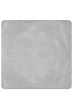 A grey picnic blanket XL featuring a smooth surface, with a logo in one corner.