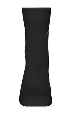 A black sports sock with a fitted design and subtle branding. Perfect for athletic activities.