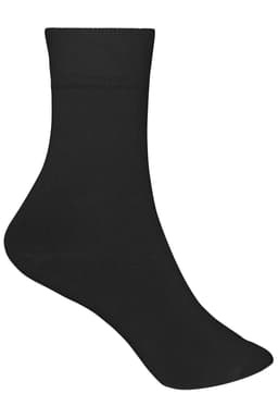 A pair of black sports socks with a ribbed cuff and smooth finish. Features branding.