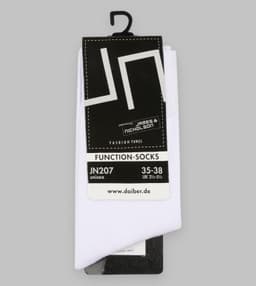 Function Sport Socks in white, displayed with packaging showcasing a logo and product information.