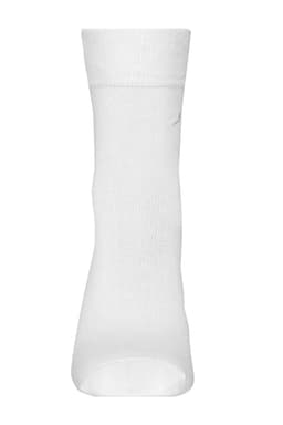 White sport socks featuring a logo, designed for athletic use.