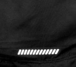 A black men's running tank featuring a reflective logo design at the bottom.