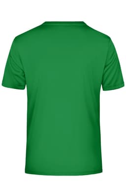A green men's active T-shirt with a plain back. The shirt has a standard crew neck and short sleeves.