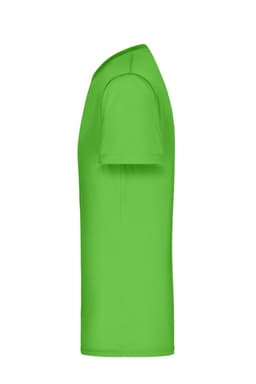 A bright green men's active T-shirt, featuring a simple design and a branding logo.