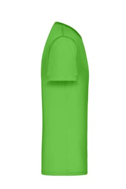 A bright green men's T-shirt with short sleeves and a crew neck. The shirt features a logo on the left side.