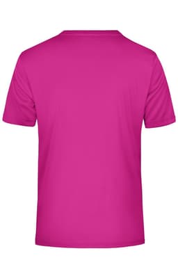 A pink men's active t-shirt featuring a simple design and a logo on the back.