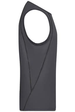 A grey men's sports tank top with a sleeveless design and a logo on the side.