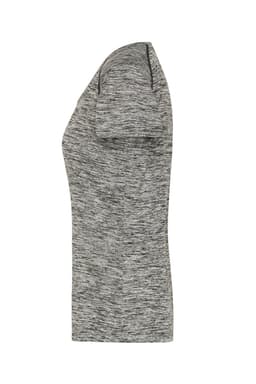 A ladies sports T-shirt in a grey marle pattern, featuring a fitted design and short sleeves.