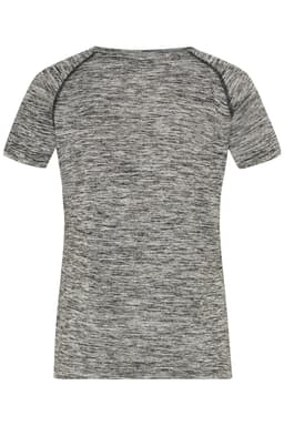 A ladies sports t-shirt in a grey marled design with short sleeves and a fitted silhouette. Features a logo.