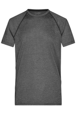 A grey men's sports T-shirt with a classic crew neck and raglan sleeves, featuring a logo.