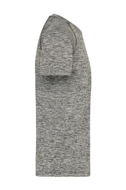 A grey men's sports t-shirt with short sleeves and a round neck. It features a logo on the design.
