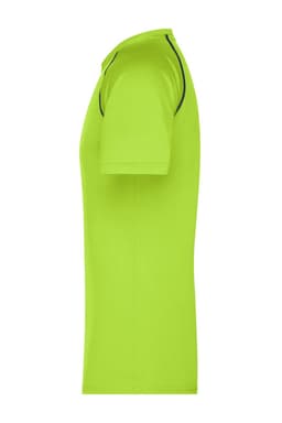 A men's sports T-shirt in bright green with contrast stitching and a fitted design. It features a branding logo.