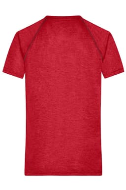 A red men's sports T-shirt featuring a simple design and a logo.