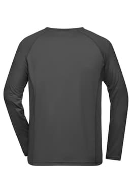 A long-sleeve men's sports shirt in dark grey with a simple design and no visible logos.