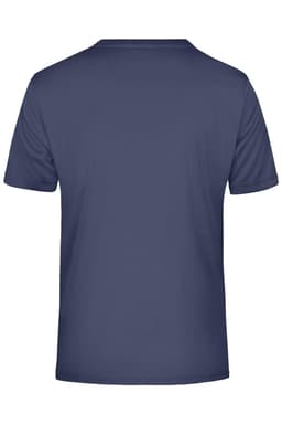 A navy blue men's T-shirt with a simple design and no visible graphics on the back. It features a logo.